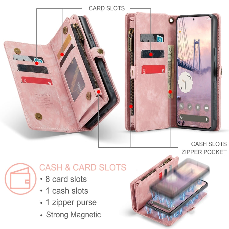 For Google Pixel 9 Pro XL CaseMe 008 Detachable Multifunctional Leather Phone Case(Pink) - Google Cases by CaseMe | Online Shopping South Africa | PMC Jewellery | Buy Now Pay Later Mobicred