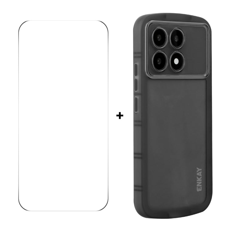 For Redmi K70 / K70 Pro ENKAY Hat-Prince Translucent Matte TPU Phone Case + 9H Big Arc Edge Glass Film(Black) - K70 Pro Cases by ENKAY | Online Shopping South Africa | PMC Jewellery | Buy Now Pay Later Mobicred