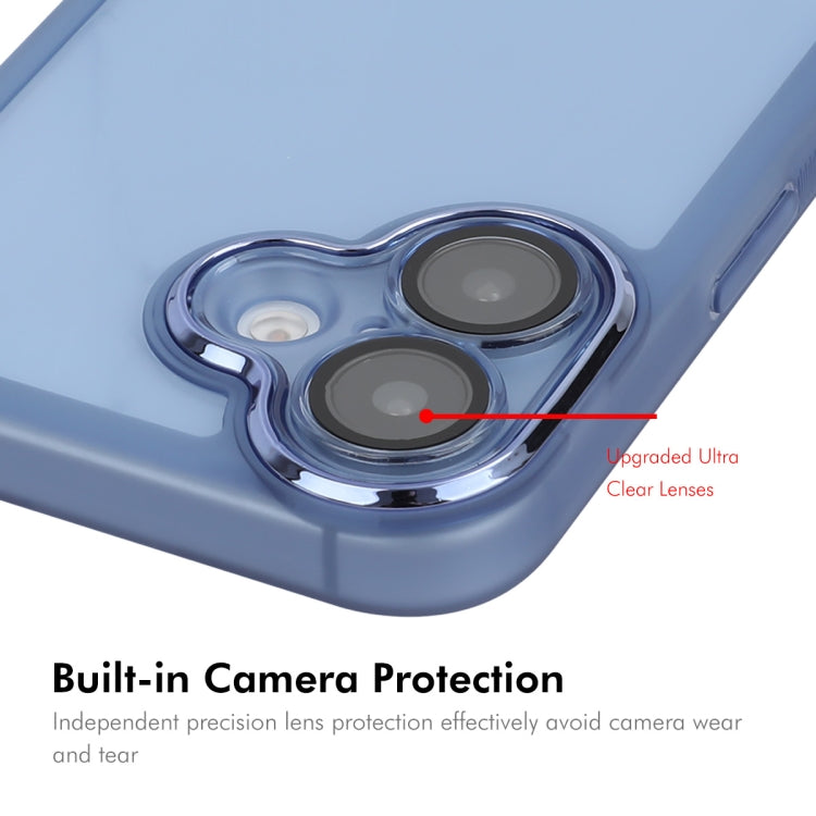 For iPhone 16 ENKAY Hat-Prince Translucent Matte TPU Phone Case with Lens Film + 9H Big Arc Edge Film(Blue) - iPhone 16 Cases by ENKAY | Online Shopping South Africa | PMC Jewellery | Buy Now Pay Later Mobicred