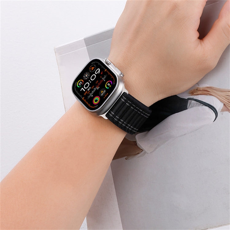 For Apple Watch Ultra 49mm Sea Wave Nylon Hook and Loop Fastener Watch Band(Black) - Watch Bands by PMC Jewellery | Online Shopping South Africa | PMC Jewellery | Buy Now Pay Later Mobicred