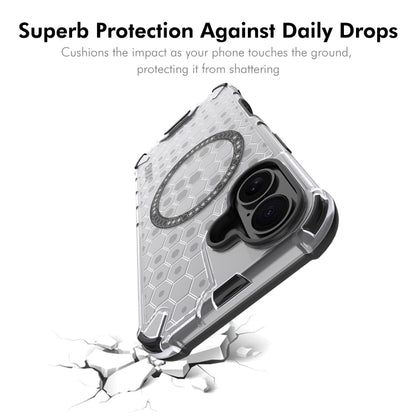 For iPhone 16 Plus ENKAY Hat-Prince Honeycomb MagSafe Shockproof Phone Case with Large Arc Edge Film(White) - iPhone 16 Plus Cases by ENKAY | Online Shopping South Africa | PMC Jewellery | Buy Now Pay Later Mobicred