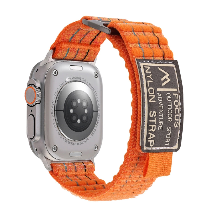 For Apple Watch Ultra 2 49mm Two Sections Nylon Hook and Loop Fastener Watch Band(Vibrant Orange) - Watch Bands by PMC Jewellery | Online Shopping South Africa | PMC Jewellery | Buy Now Pay Later Mobicred