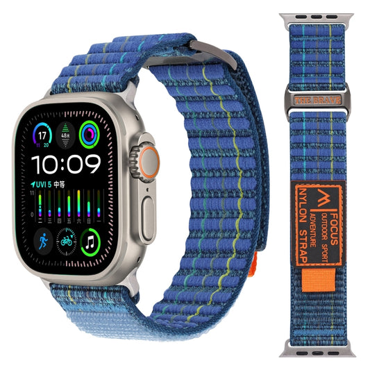 For Apple Watch Ultra 49mm Two Sections Nylon Hook and Loop Fastener Watch Band(Scuba Blue) - Watch Bands by PMC Jewellery | Online Shopping South Africa | PMC Jewellery | Buy Now Pay Later Mobicred