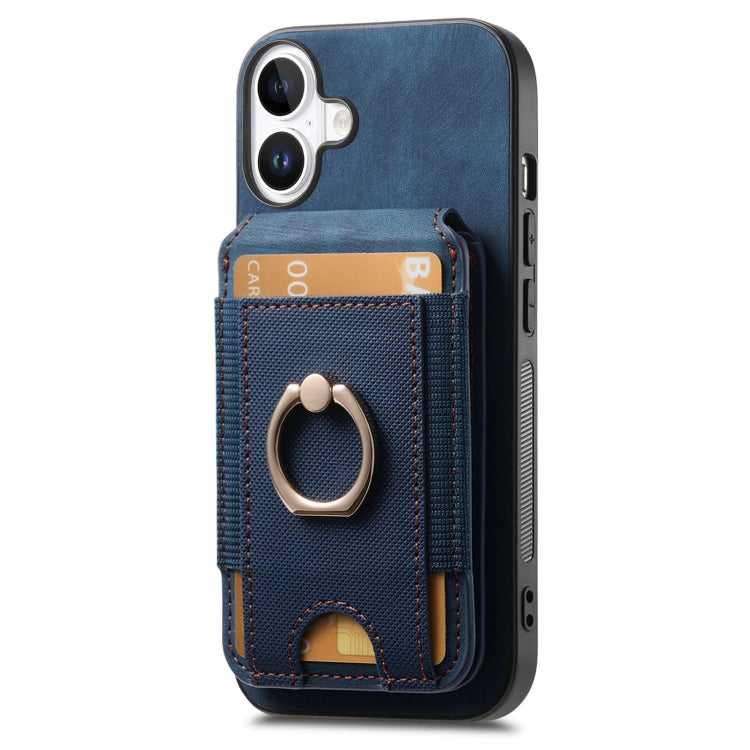 For iPhone 16 Retro Splitable Magnetic Stand Card Bag Leather Phone Case(Blue) - iPhone 16 Cases by PMC Jewellery | Online Shopping South Africa | PMC Jewellery | Buy Now Pay Later Mobicred