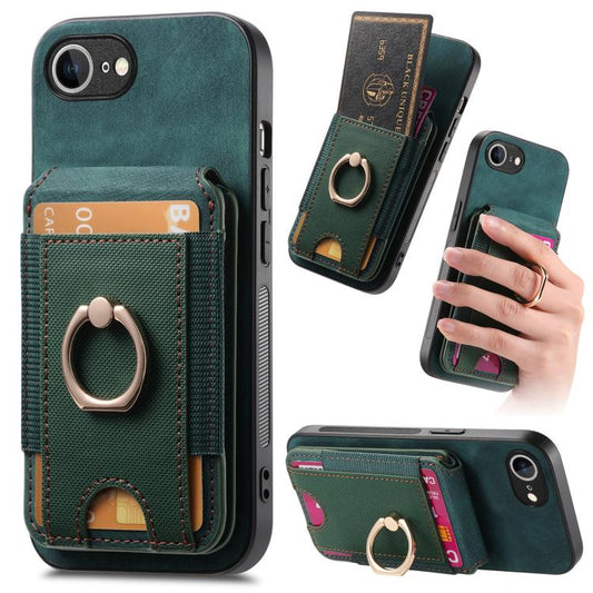 For iPhone 16e Retro Splitable Magnetic Stand Card Bag Leather Phone Case(Green) - iPhone 16e Cases by PMC Jewellery | Online Shopping South Africa | PMC Jewellery | Buy Now Pay Later Mobicred