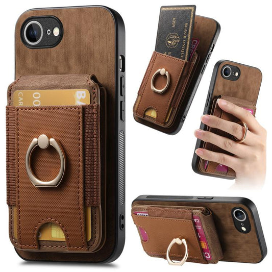 For iPhone 16e Retro Splitable Magnetic Stand Card Bag Leather Phone Case(Brown) - iPhone 16e Cases by PMC Jewellery | Online Shopping South Africa | PMC Jewellery | Buy Now Pay Later Mobicred