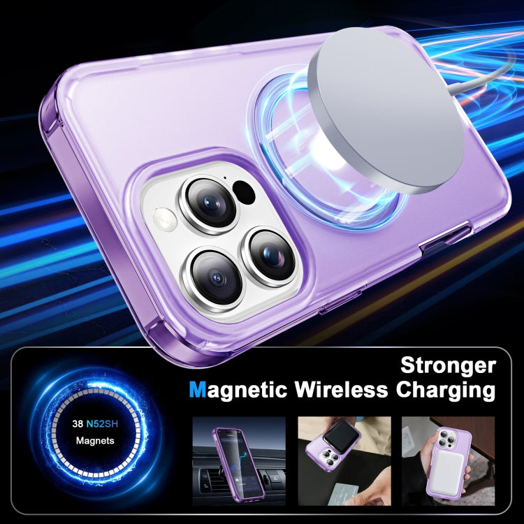 For iPhone 16 Pro Max Frosted Skin Feel MagSafe Holder 360 Full Body Phone Case(Purple) - iPhone 16 Pro Max Cases by PMC Jewellery | Online Shopping South Africa | PMC Jewellery | Buy Now Pay Later Mobicred