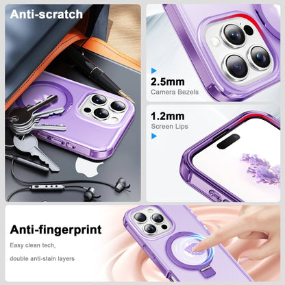 For iPhone 16 Pro Frosted Skin Feel MagSafe Holder 360 Full Body Phone Case(Purple) - iPhone 16 Pro Cases by PMC Jewellery | Online Shopping South Africa | PMC Jewellery | Buy Now Pay Later Mobicred