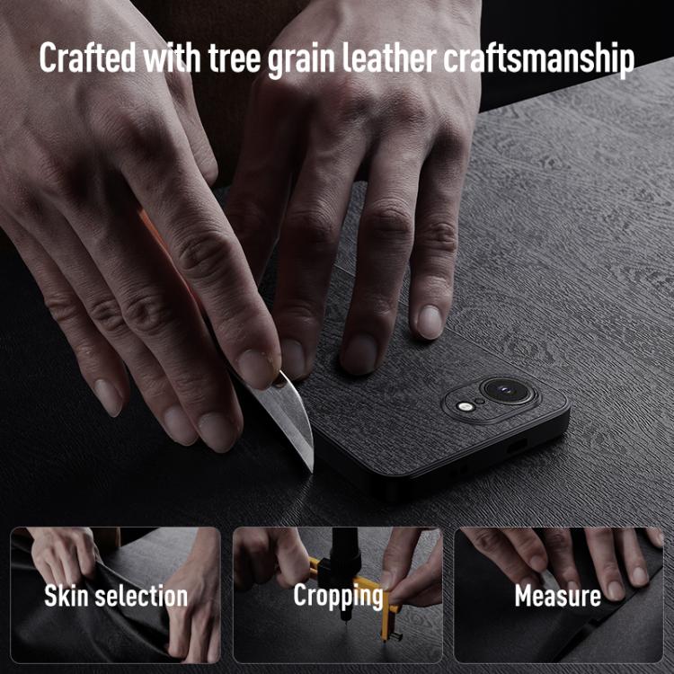 For iPhone 16e Tree Bark Leather Shockproof Phone Case(Black) - iPhone 16e Cases by PMC TechLife | Online Shopping South Africa | PMC TechLife | Buy Now Pay Later Mobicred