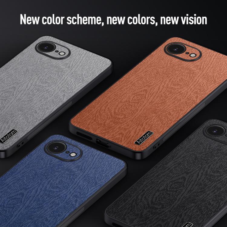 For iPhone 16e Tree Bark Leather Shockproof Phone Case(Black) - iPhone 16e Cases by PMC TechLife | Online Shopping South Africa | PMC TechLife | Buy Now Pay Later Mobicred