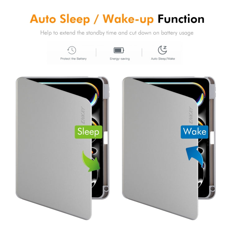 For iPad Pro 13 2024 ENKAY 360 Rotation TPU Leather Smart Tablet Case with Pen Slot(Beige) - free shipping - PMc TechLife - Order now!
