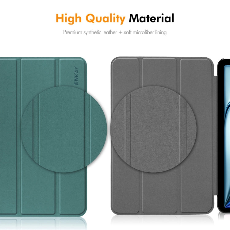 For Honor Pad X8a 11 ENKAY Tri-fold Custer Texture Leather Protective Tablet Case(Black) - Honor by ENKAY | Online Shopping South Africa | PMC TechLife | Buy Now Pay Later Mobicred