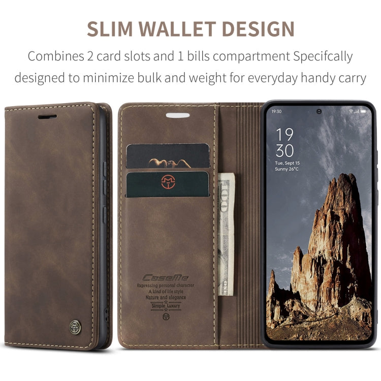 For OPPO Reno12 Pro 5G Global CaseMe 013 Multifunctional Horizontal Flip Leather Phone Case(Coffee) - Reno12 Pro Cases by CaseMe | Online Shopping South Africa | PMC Jewellery | Buy Now Pay Later Mobicred