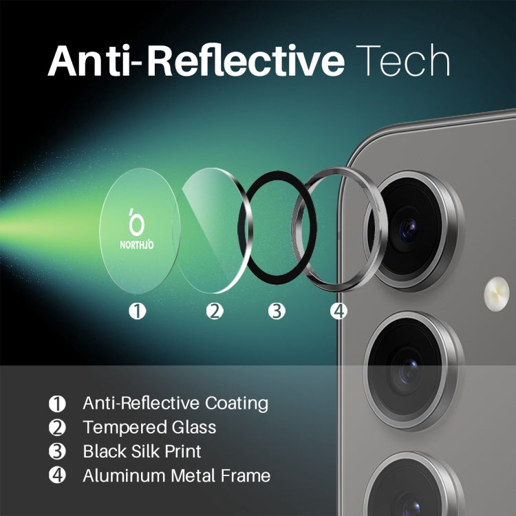 For Samsung Galaxy S24 FE 5G NORTHJO Camera Lens Protector CD Metal Ring Tempered Glass Film(Black) - free shipping - PMC Jewellery - Order now!