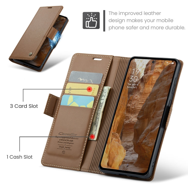 For OPPO Reno12 Pro 5G Global CaseMe 023 Butterfly Buckle Litchi Texture RFID Anti-theft Leather Phone Case(Brown) - Reno12 Pro Cases by CaseMe | Online Shopping South Africa | PMC Jewellery | Buy Now Pay Later Mobicred