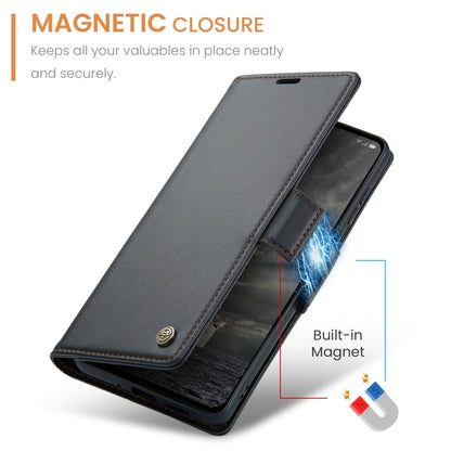 For OPPO Reno12 Pro 5G Global CaseMe 023 Butterfly Buckle Litchi Texture RFID Anti-theft Leather Phone Case(Black) - Reno12 Pro Cases by CaseMe | Online Shopping South Africa | PMC Jewellery | Buy Now Pay Later Mobicred