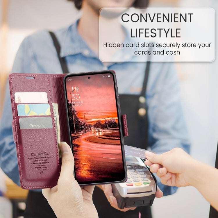 For OPPO Reno12 F /12 FS 5G CaseMe 023 Butterfly Buckle Litchi Texture RFID Anti-theft Leather Phone Case(Red) - Reno12 F Cases by CaseMe | Online Shopping South Africa | PMC Jewellery | Buy Now Pay Later Mobicred