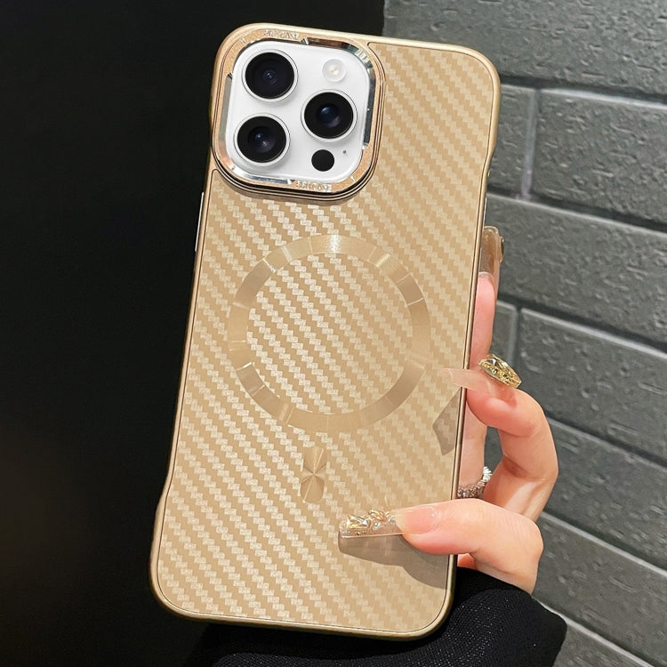 For iPhone 15 Pro AG Carbon Fiber Frameless MagSafe Phone Case(Gold) - iPhone 15 Pro Cases by PMc TechLife | Online Shopping South Africa | PMc TechLife | Buy Now Pay Later Mobicred