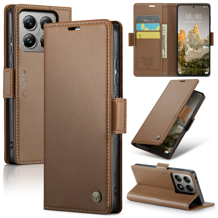 For Xiaomi 14T CaseMe 023 Butterfly Buckle Litchi Texture RFID Anti-theft Leather Phone Case(Brown) - 14T Cases by CaseMe | Online Shopping South Africa | PMC Jewellery | Buy Now Pay Later Mobicred