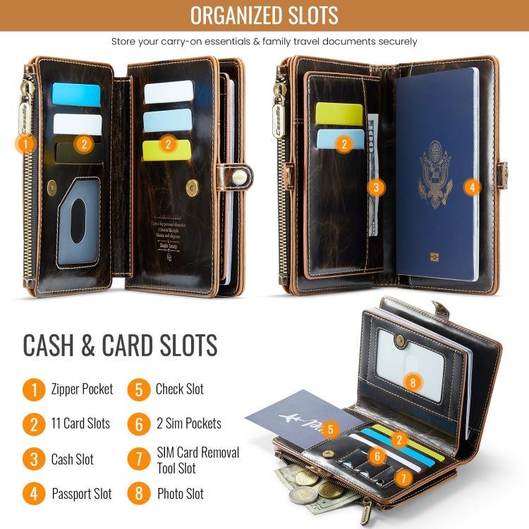 CaseMe-Me60 Multi-functional Anti-theft Swipe Passport Wallet(Brown) -  by CaseMe | Online Shopping South Africa | PMC Jewellery | Buy Now Pay Later Mobicred