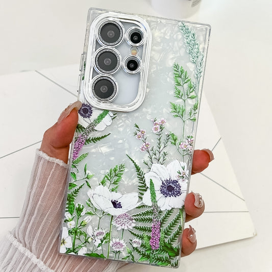 For Samsung Galaxy S25 Ultra 5G Electroplating Flowers Plants Texture TPU Phone Case(Green Plants FL5) - Galaxy S25 Ultra 5G Cases by PMC Jewellery | Online Shopping South Africa | PMC Jewellery | Buy Now Pay Later Mobicred