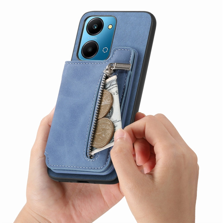 For Honor X50i Retro MagSafe Zipper Wallet Card Bag Back Phone Case(Blue) - free shipping - PMC TechLife - Order now!