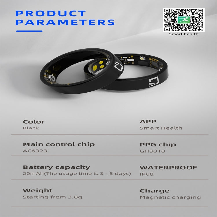 R20 SIZE 14 Smart Ring, Support Heart Rate / Blood Oxygen / Sleep Monitoring / Multiple Sports Modes(Black) - Smart Rings / Smart Telephones by PMC TechLife | Online Shopping South Africa | PMC TechLife | Buy Now Pay Later Mobicred
