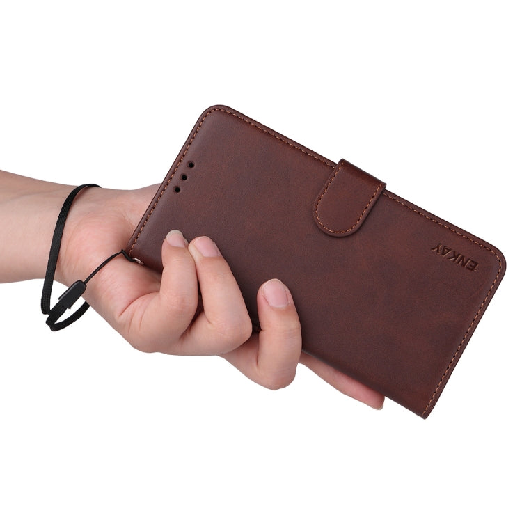 For iPhone 16e ENKAY Card Wallet Calf Texture Leather Phone Case with Screen Film(Blue) - iPhone 16e Cases by ENKAY | Online Shopping South Africa | PMC TechLife | Buy Now Pay Later Mobicred