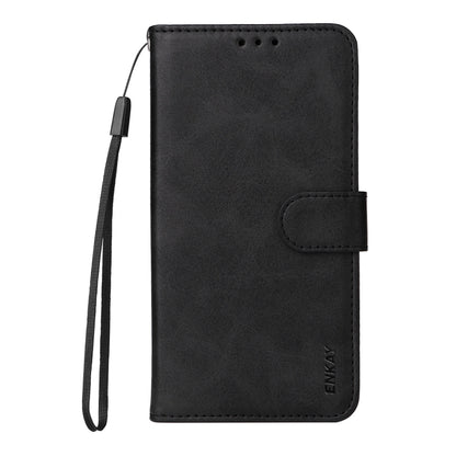 For Samsung Galaxy S25 Ultra 5G ENKAY Card Wallet Calf Texture Leather Phone Case with Screen Film(Black) - Galaxy S25 Ultra 5G Cases by ENKAY | Online Shopping South Africa | PMC Jewellery | Buy Now Pay Later Mobicred