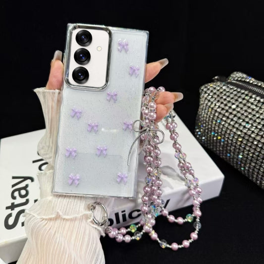 For Samsung Galaxy S25+ 5G Little Fresh Bow Neck Chain TPU Phone Case(Purple) - Galaxy S25+ 5G Cases by PMC Jewellery | Online Shopping South Africa | PMC Jewellery | Buy Now Pay Later Mobicred