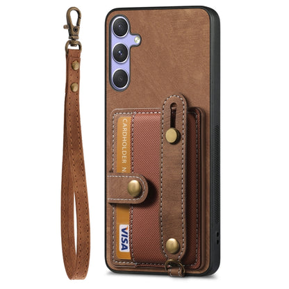 For Samsung Galaxy S25+ 5G Retro Cross Wristband Wallet Leather Back Phone Case(Brown) - Galaxy S25+ 5G Cases by PMC Jewellery | Online Shopping South Africa | PMC Jewellery | Buy Now Pay Later Mobicred