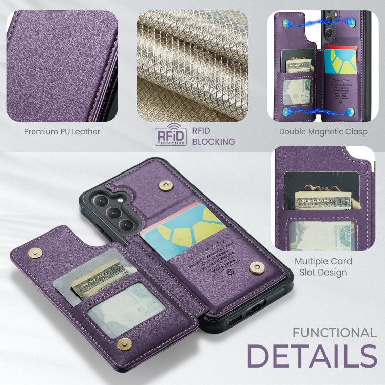 For Samsung Galaxy S25 5G CaseMe C22 Card Slots Holder RFID Anti-theft Phone Case(Purple) - Galaxy S25 5G Cases by CaseMe | Online Shopping South Africa | PMC Jewellery | Buy Now Pay Later Mobicred