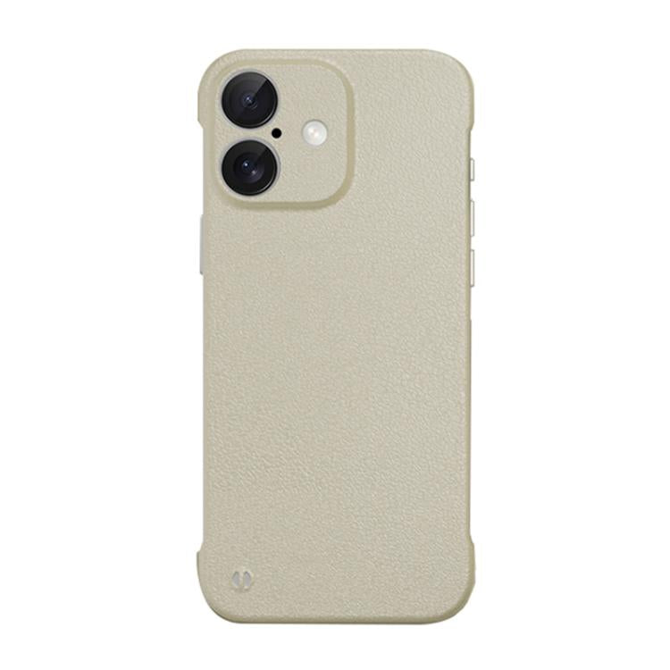 For iPhone 16 Frameless Litchi Texture PC Phone Case(Light Yellow) - iPhone 16 Cases by PMc TechLife | Online Shopping South Africa | PMc TechLife | Buy Now Pay Later Mobicred
