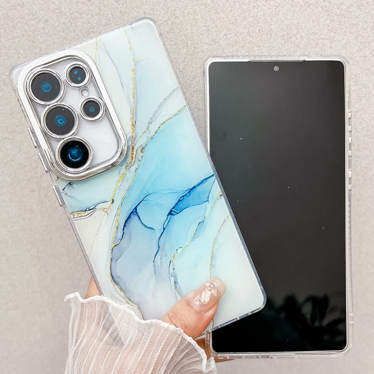 For Samsung Galaxy S25 5G Electroplated Marble Texture Phone Case(Blue Purple M10) - Galaxy S25 5G Cases by PMC Jewellery | Online Shopping South Africa | PMC Jewellery | Buy Now Pay Later Mobicred