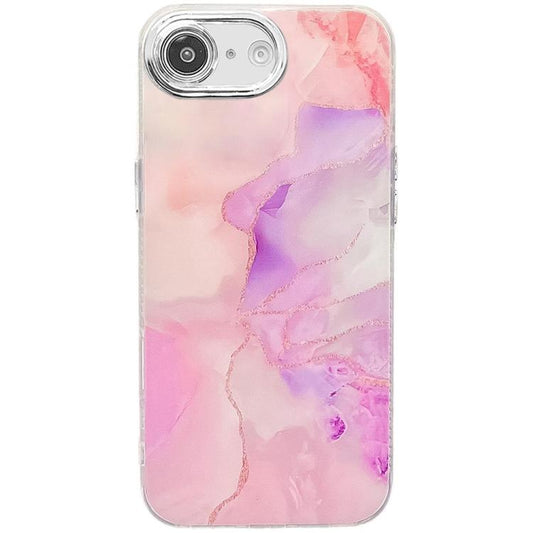 For iPhone 16e Electroplated Marble Texture Phone Case(Pink Purple M4) - iPhone 16e Cases by PMC Jewellery | Online Shopping South Africa | PMC Jewellery | Buy Now Pay Later Mobicred