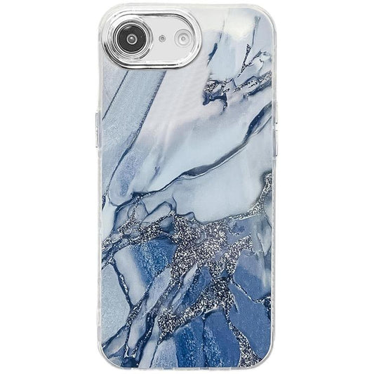 For iPhone 16e Electroplated Marble Texture Phone Case(Navy Blue M17) - iPhone 16e Cases by PMC Jewellery | Online Shopping South Africa | PMC Jewellery | Buy Now Pay Later Mobicred