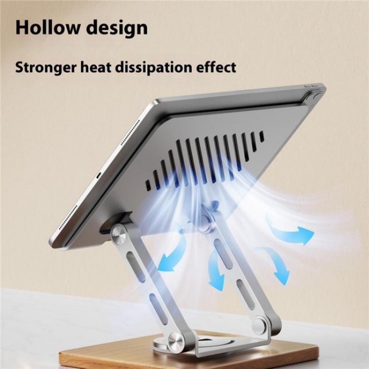 J27 Desktop Foldable Rotating Wooden Base Tablets Laptops Metal Cooling Holder(Grey) - Laptop Stand by PMC TechLife | Online Shopping South Africa | PMC TechLife | Buy Now Pay Later Mobicred