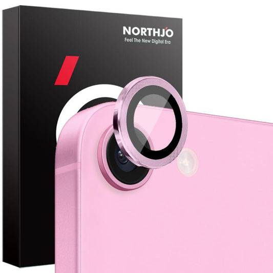 For iPhone 16e NORTHJO Camera Lens Protector CD Metal Ring Tempered Glass Film(Pink) - iPhone 16e Tempered Glass by NORTHJO | Online Shopping South Africa | PMC Jewellery | Buy Now Pay Later Mobicred