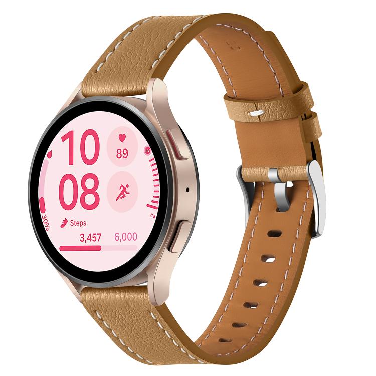 20mm Push Button Silver Steel Buckle Genuine Leather Watch Band(Yellow Brown) - free shipping - PMC TechLife - Order now!
