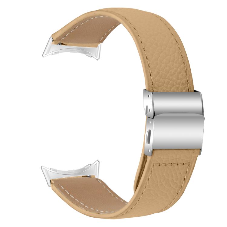 For Google Pixel Watch / Watch 2 / 3 41mm Lychee Texture Silver Turtle Back Buckle Leather Watch Band(Camel) - free shipping - PMC TechLife - Order now!