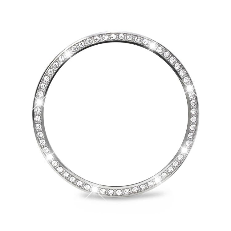 For Samsung Galaxy Watch8 40mm Diamond Bezel and Solid Color Stitched Silicone Watch Band(Light Pink Silver) - free shipping - PMC TechLife - Order now!