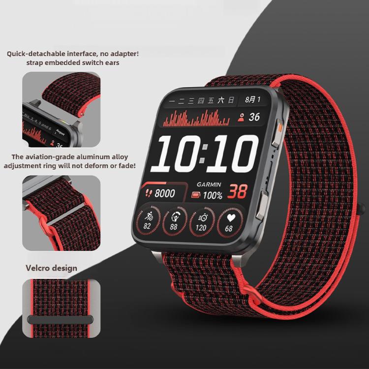 For Garmin Venu X1 Two Section Metal Ring Nylon Hook and Loop Fastener Watch Band(Lava) - free shipping - PMC TechLife - Order now!