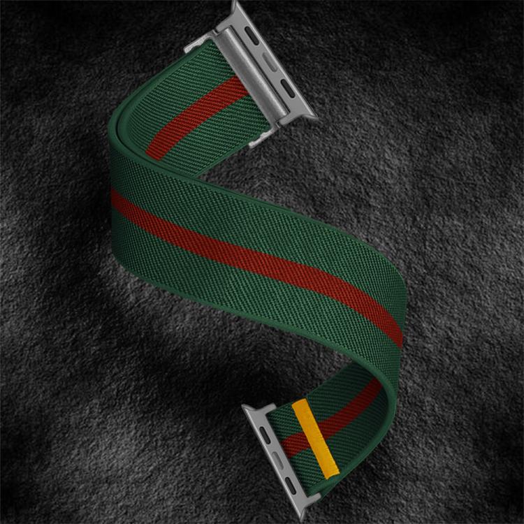 For Apple Watch 42mm / 41mm / 40mm / 38mm Adjustable Single Loop Elastic Nylon Watch Band(Green with Red) - free shipping - PMC TechLife - Order now!