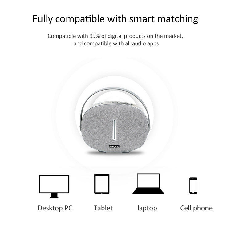 W-KING T8 HIFI Speaker 30W High Power Portable Bluetooth Speaker Wireless with FM Radio for Mobile Bluetooth Speaker(Silver grey) - free shipping - PMC Jewellery - Order now!