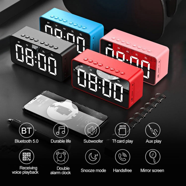 AEC BT506 Speaker with Mirror, LED Clock Display, Dual Alarm Clock, Snooze, HD Hands-free Calling, HiFi Stereo(Red) - Desktop Speaker by AEC | Online Shopping South Africa | PMC Jewellery | Buy Now Pay Later Mobicred