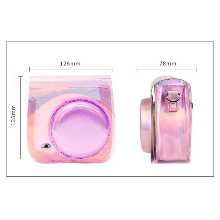 Richwell Translucent PVC Camera Bag for Fujifilm Instax Mini 8 8+ 9 Cover Case with Shoulder Strap Gradient Pink Shell - Leather Bag by Richwell | Online Shopping South Africa | PMC TechLife | Buy Now Pay Later Mobicred
