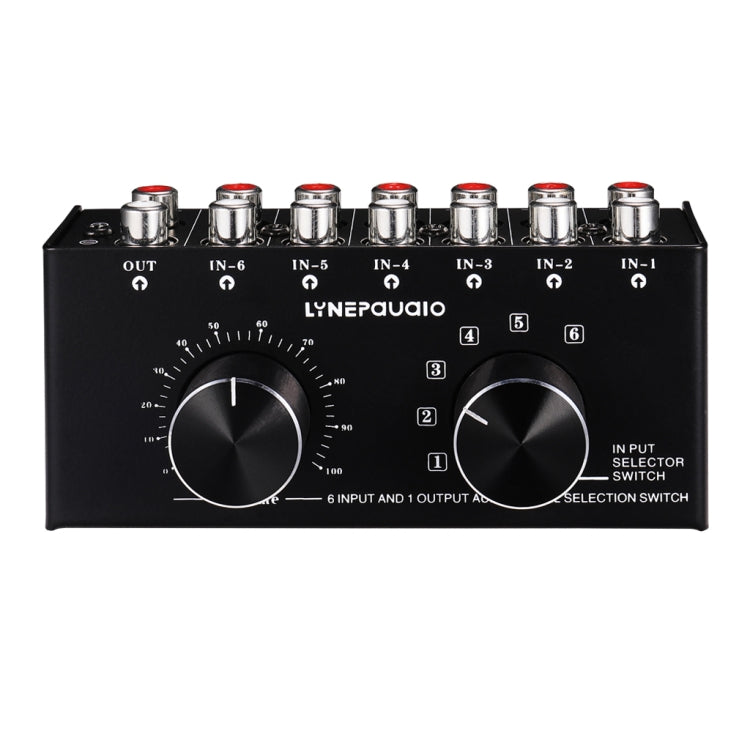 B016 6 Input 1 Output Audio Signal Source Selection Switcher, Output Volume Adjustment Control RCA Port -  by PMC Jewellery | Online Shopping South Africa | PMC Jewellery | Buy Now Pay Later Mobicred