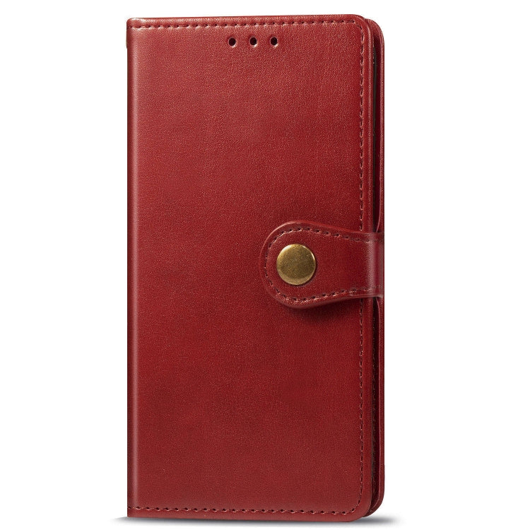For OPPO A5 2020 / A9 2020 Retro Solid Color Leather Buckle Phone Case with Lanyard & Photo Frame & Card Slot & Wallet & Stand Function(Red) - OPPO Cases by PMC Jewellery | Online Shopping South Africa | PMC Jewellery | Buy Now Pay Later Mobicred