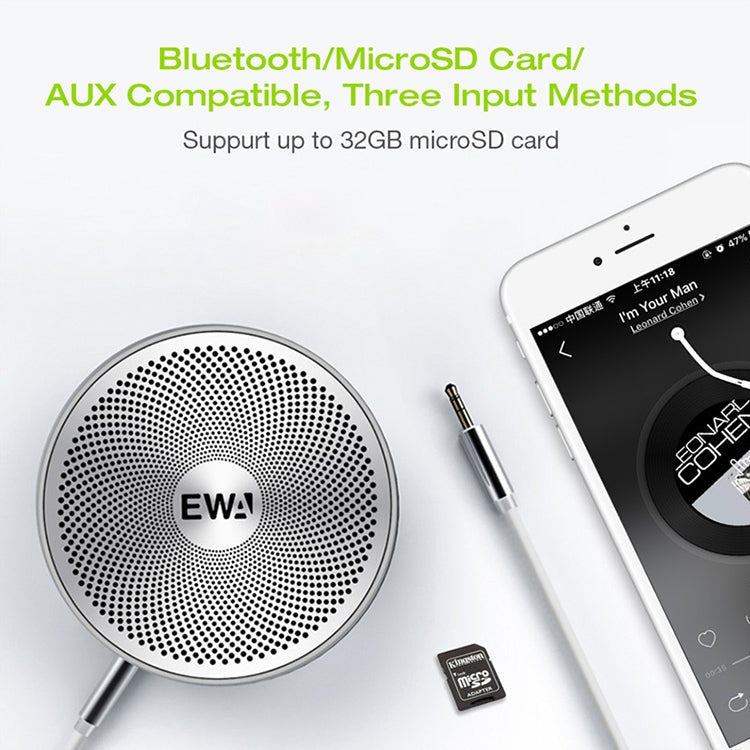 EWA A2 Pro Metal Speaker Outdoor Waterproof Bluetooth Sound Bass Speaker(Silver) - Waterproof Speaker by EWA | Online Shopping South Africa | PMC Jewellery | Buy Now Pay Later Mobicred