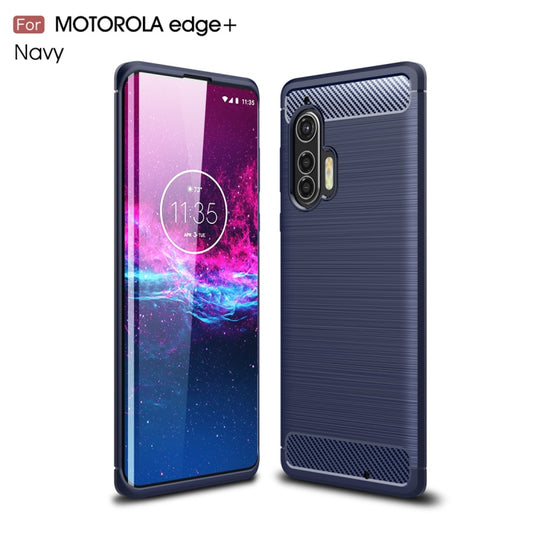 For Motorola Moto Edge Plus Brushed Texture Carbon Fiber TPU Case(Navy Blue) - Motorola Cases by PMC Jewellery | Online Shopping South Africa | PMC Jewellery